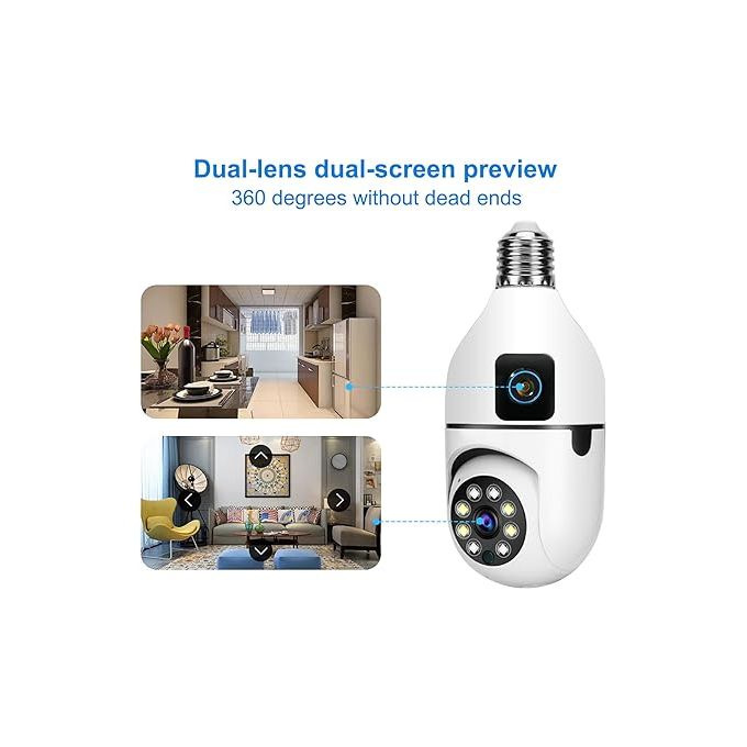 2MP+2MP V380 Bulb WIFI Indoor Camera Dual Lens 3 2MP+2MP V380 Bulb WIFI Indoor Camera Dual Lens - Image 3
