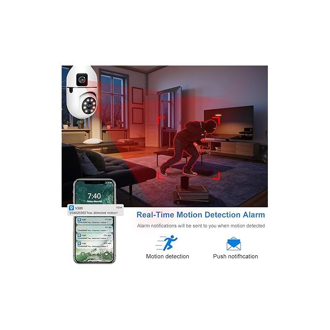 2MP+2MP V380 Bulb WIFI Indoor Camera Dual Lens 4 2MP+2MP V380 Bulb WIFI Indoor Camera Dual Lens - Image 4