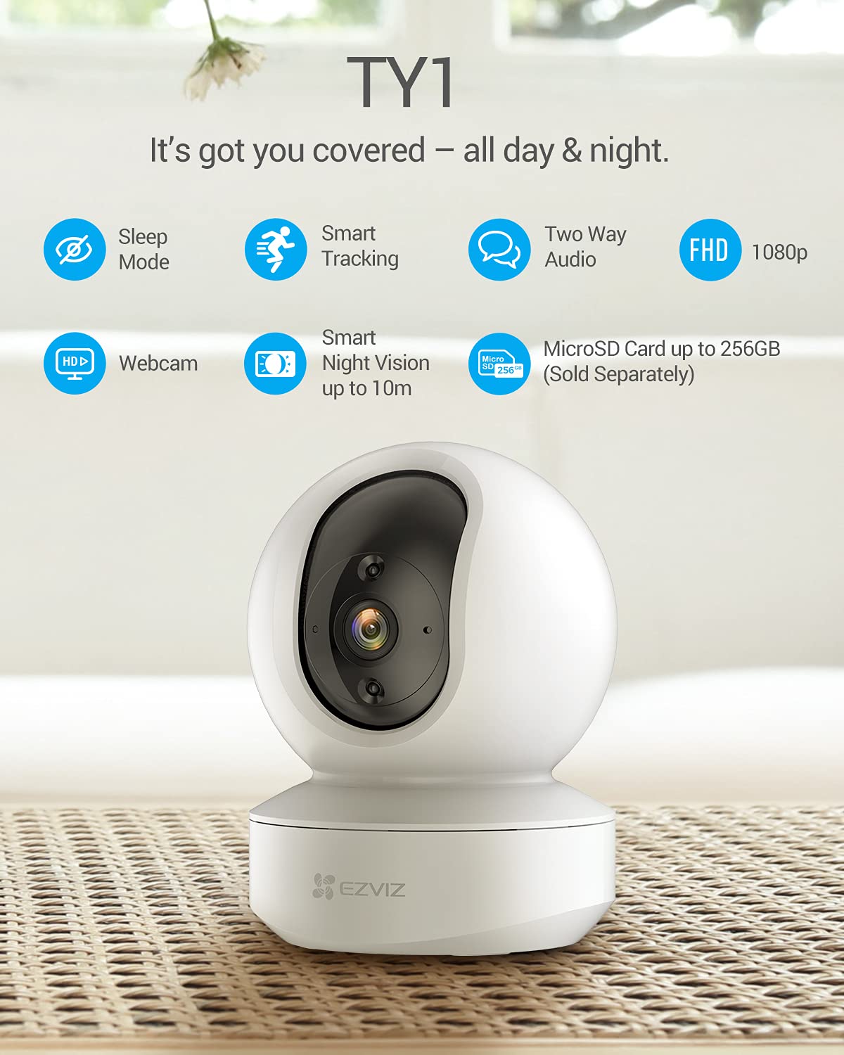 EZVIZ Security Camera Indoor WiFi 2MP TY1 Smart Wi-Fi Pan & Tilt Camera 2 EZVIZ Security Camera Indoor WiFi 2MP TY1 Smart Wi-Fi Pan & Tilt Camera - Image 2